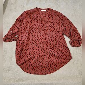 Womens Lush Red Animal Print Top.